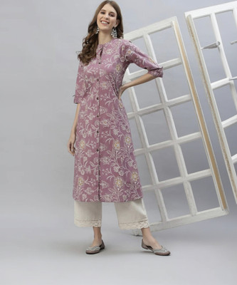 PYARELAL Women Floral Print A-line Kurta(Purple)