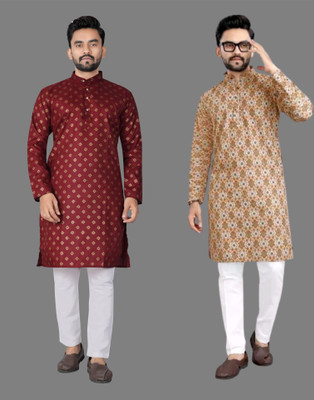 DHASU TRENDZ Men Printed Straight Kurta(Multicolor)