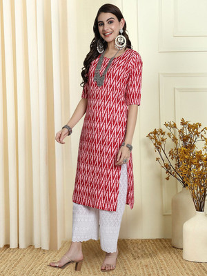 EthnicBasket Women Printed A-line Kurta(Red)