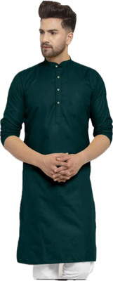 VINAARI Men Solid A-line Kurta(Green)