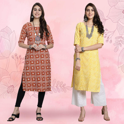 EthnicBasket Women Printed Straight Kurta(Multicolor)