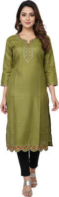 Pratap Trader's Women Embroidered Ethnic Dress Kurta(Green)