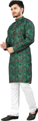 AEN FASHION Men Printed Ethnic Dress Kurta(Green)