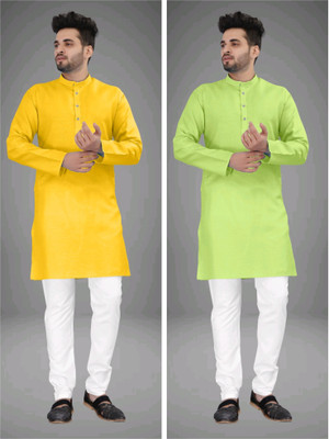TRUST OUS Men Solid Straight Kurta(Multicolor)