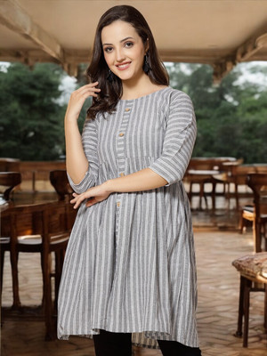 VIMCOTT Women Striped Anarkali Kurta(Multicolor)