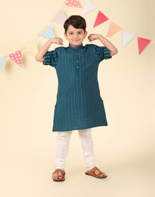 Fabindia Boys Printed A-line Kurta(Blue)