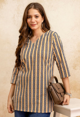Mialo fashion Women Floral Print Straight Kurta(Beige)