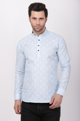 TABROONN Men Printed Straight Kurta(Light Blue)