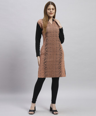 DIMSYCOLLECTION Women Embellished Straight Kurta(Orange)