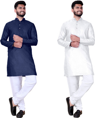 Reyansh4u Men Solid Straight Kurta(White)