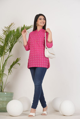 LABANIYA Women Printed A-line Kurta(Pink)