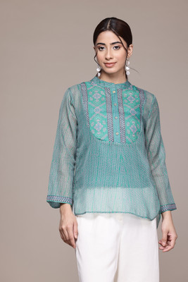 aarke Ritu Kumar Women Printed Straight Kurta(Green)