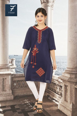Fessist Women Solid A-line Kurta(Blue)