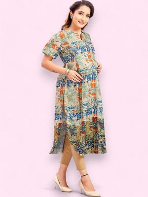 RITIJYA Women Printed Straight Kurta(Green)