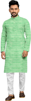 Abdullah Faishon Men Solid A-line Kurta(Green)
