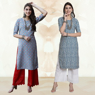 Moda Rapido Women Printed Straight Kurta(Multicolor)