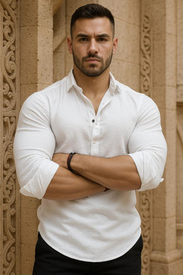 LEVINTA Men Solid Straight Kurta(White)
