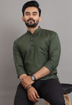 SOPANI Men Solid Straight Kurta(Dark Green)