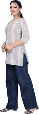 Kfashionbj Women Solid A-line Kurta(White)