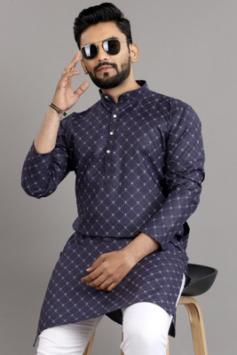 SOPANI Men Solid Straight Kurta(Dark Blue)