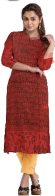 PRIDE SALES Women Printed A-line Kurta(Maroon)