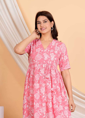 Kwast Women Gown Pink Knee Length Dress