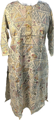 SM PRODUCTS Women Printed A-line Kurta(Beige)
