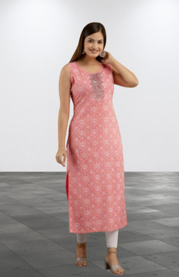 SHYAMAJIFASHION Women Printed A-line Kurta(Pink)