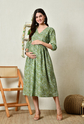 Silakiva Women Paisley, Printed Anarkali Kurta(Green)