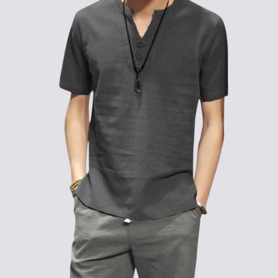 Super Weston Men Solid Straight Kurta(Grey)