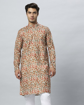 GlobalRang Men Abstract Straight Kurta(Multicolor)