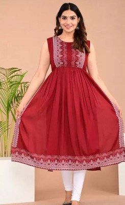 Shantika Women Printed Anarkali Kurta(Black)