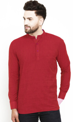 AD & AV Men Solid Straight Kurta(Red)