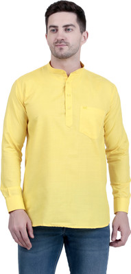 XJARVIS Men Solid Straight Kurta(Yellow)