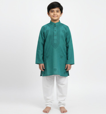 Anupam handicrafts Boys Festive & Party Kurta and Pyjama Set(Dark Green Pack of 1)