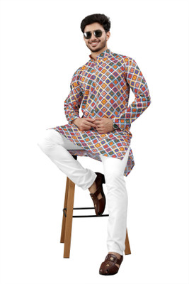 DHASU TRENDZ Men Printed Straight Kurta(Multicolor)