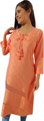 E-Pehanawa Women Self Design Straight Kurta(Pink)