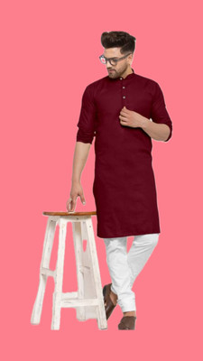 VINAARI Men Solid A-line Kurta(Maroon)