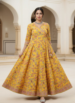 Sa Rasa Women Printed Anarkali Kurta(Multicolor)