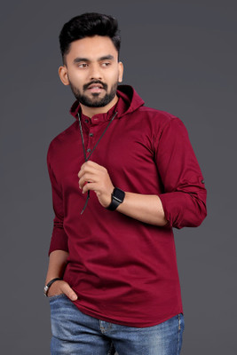 Nnc Men Solid Straight Kurta(Maroon)