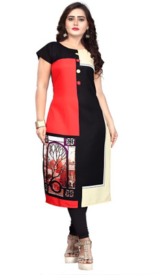 SHREE INFINITY EXPORT Women Printed A-line Kurta(Red)