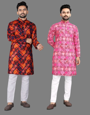 DHASU TRENDZ Men Printed Straight Kurta(Multicolor)