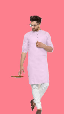VINAARI Men Solid A-line Kurta(Pink)