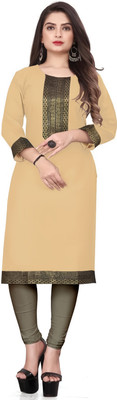 Vasudha Fashion Hub Women Woven Design Anarkali Kurta(Beige)