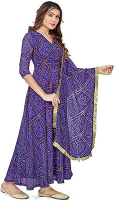 Aether Women Printed Anarkali Kurta(Multicolor)