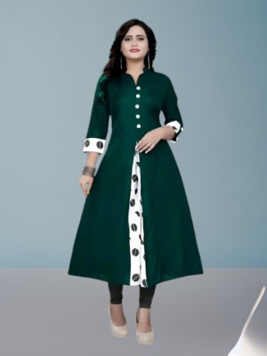 Texpa Fashion Women Self Design A-line Kurta(Dark Green)