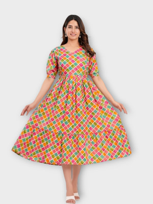 HouseOfCommon Women Printed Anarkali Kurta(Multicolor)