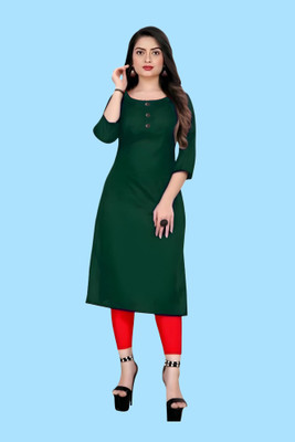 HouseOfCommon Women Solid A-line Kurta(Green)