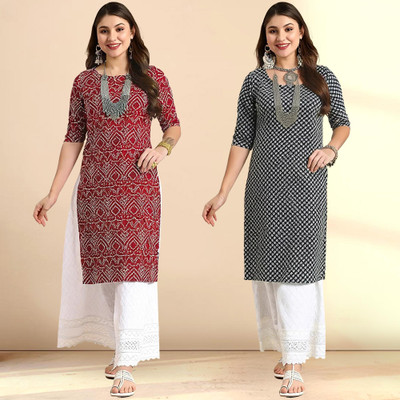 EthnicBasket Women Printed Straight Kurta(Multicolor)