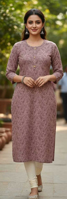 Parwa Fashion Women Printed A-line Kurta(Pink)